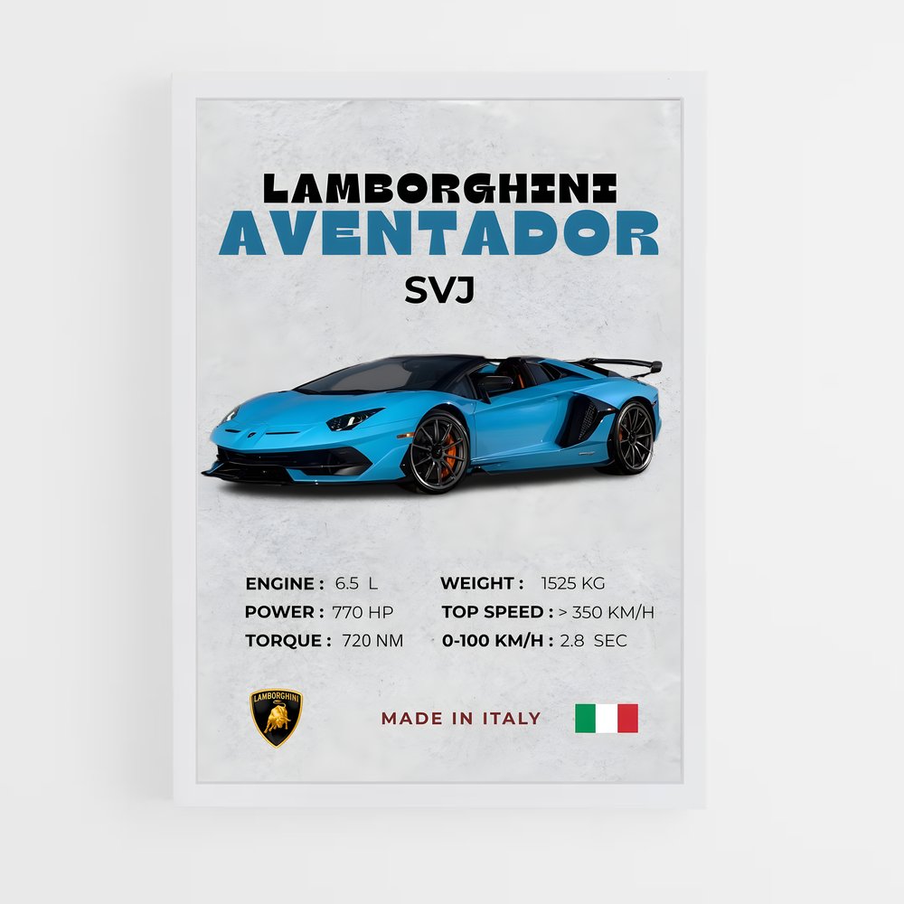 Poster L'Aventador en Piste – affiche Lamborghini (vue 3)